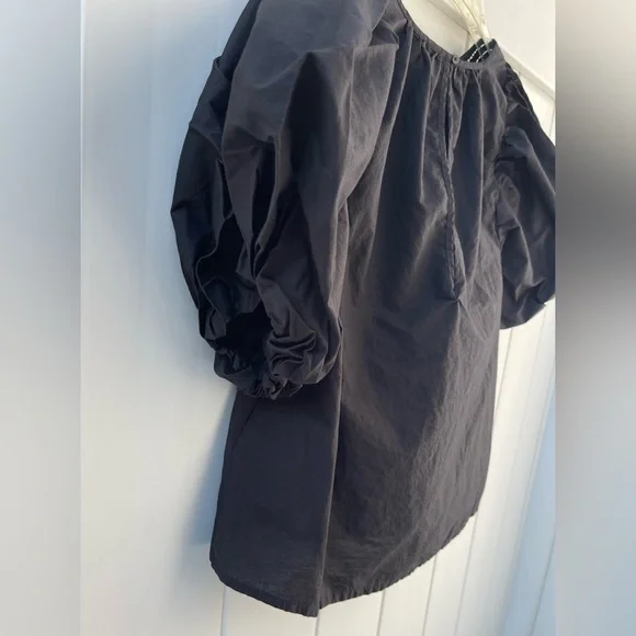 Free People Bardot Blouse 
Black Puff Sleeve - Picture 3 of 9